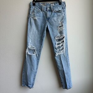AG Adriano Goldschmied The Beau Slouchy Skinny Light Wash Distressed Size 26